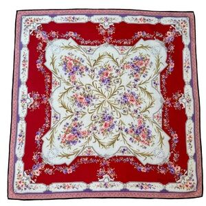 Dior Vintage Silk Scarf Red White Pink Floral